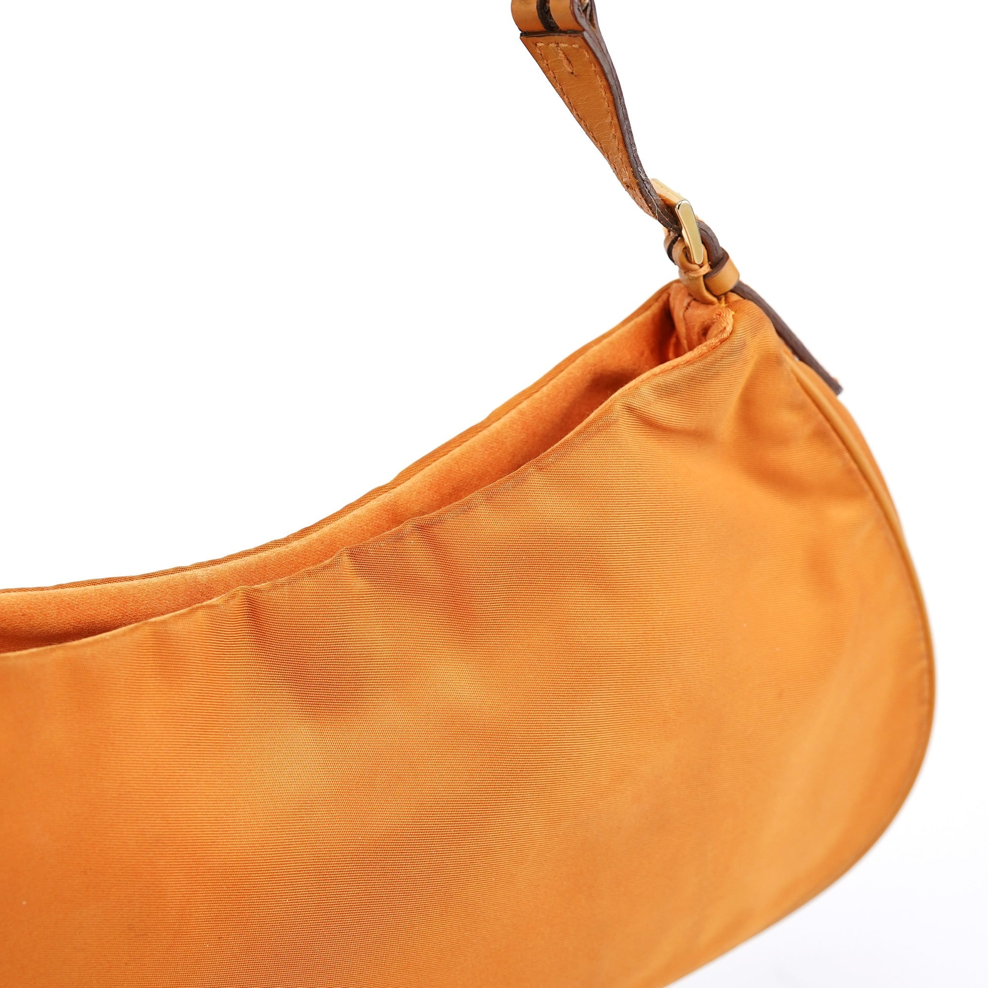 Orange Tessuto Chain Mini Hobo Bag
