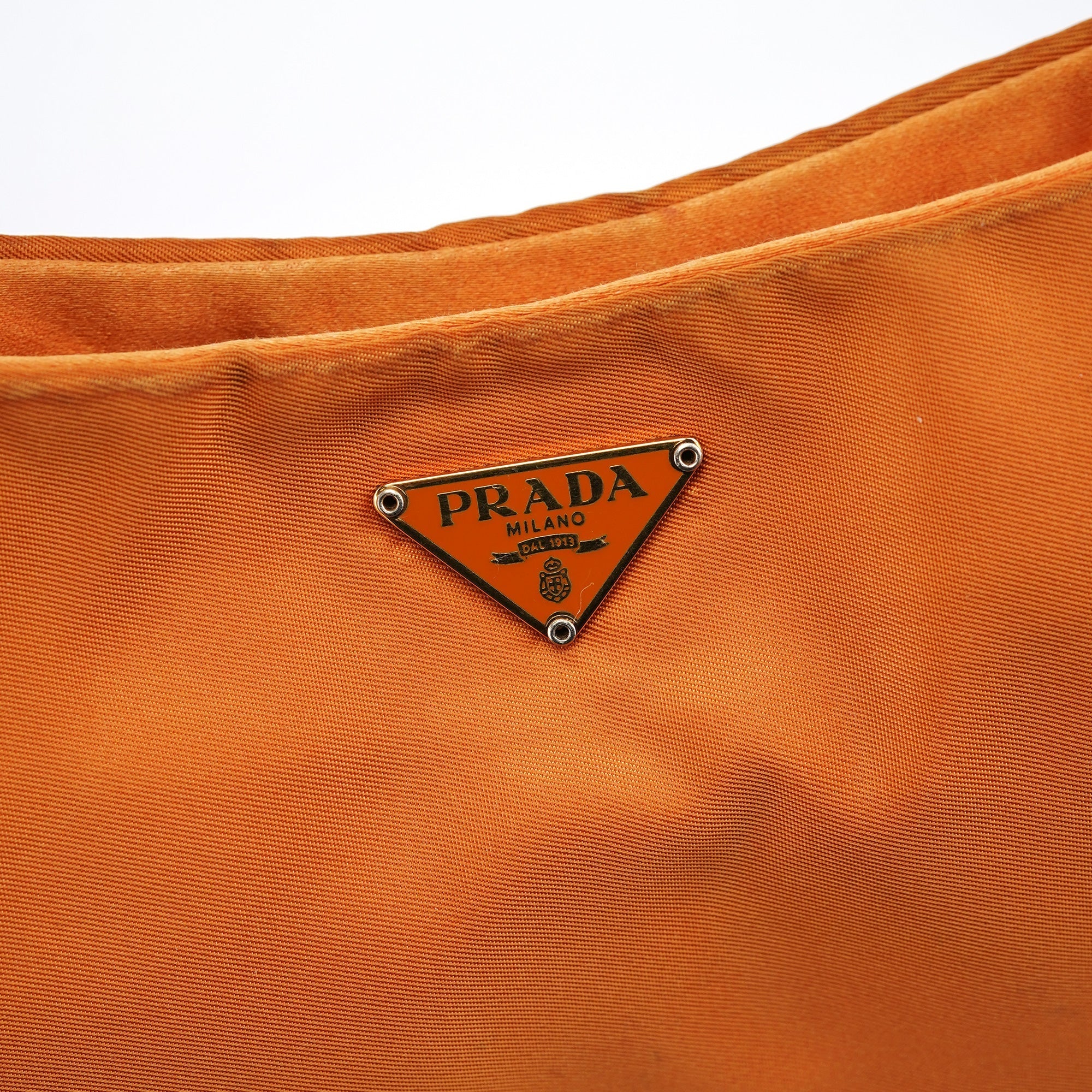 Orange Tessuto Chain Mini Hobo Bag