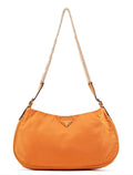 Orange Tessuto Chain Mini Hobo Bag