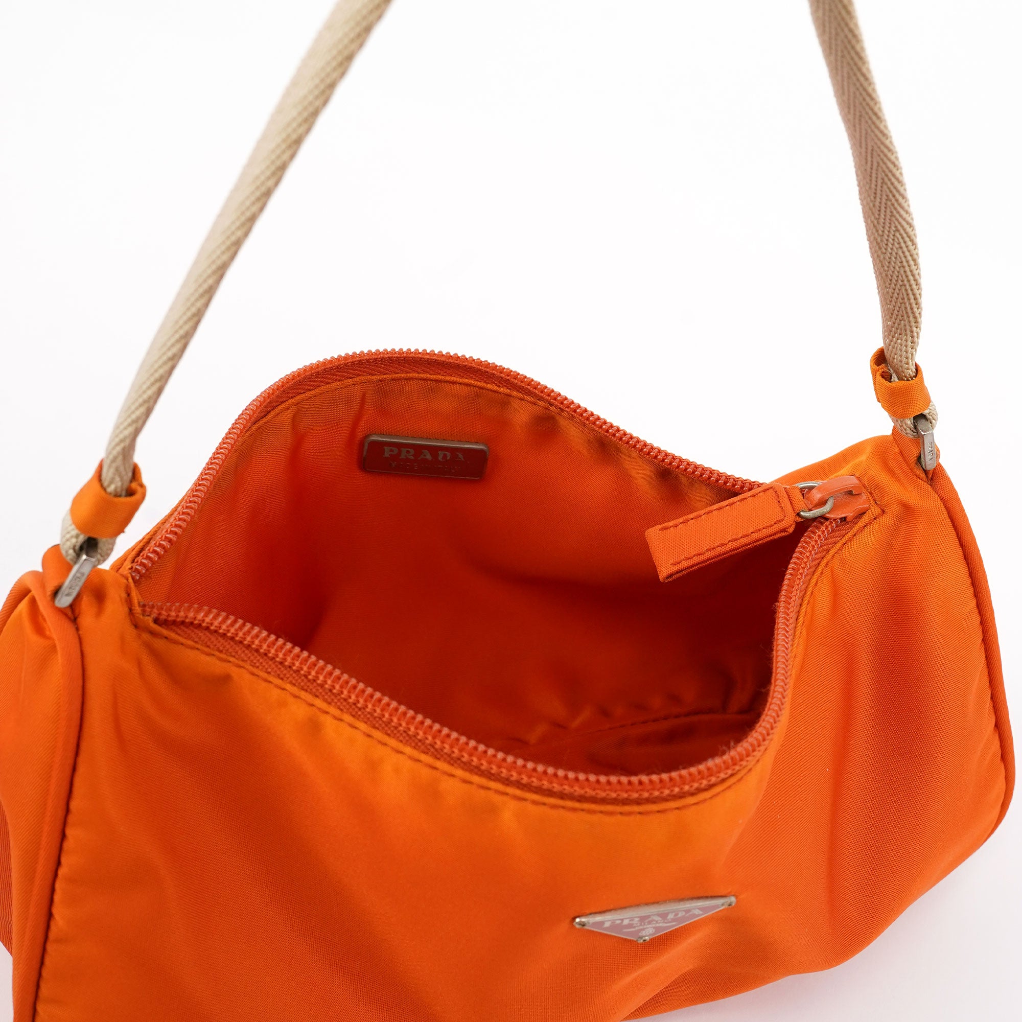 Orange Tessuto Mini Hobo Bag