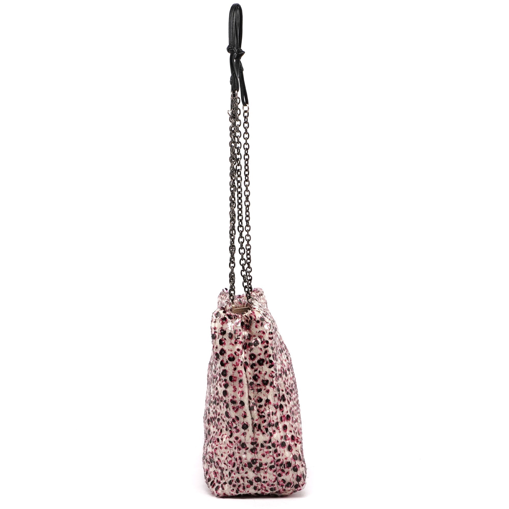 Pink Silk Sequin Chain Bag