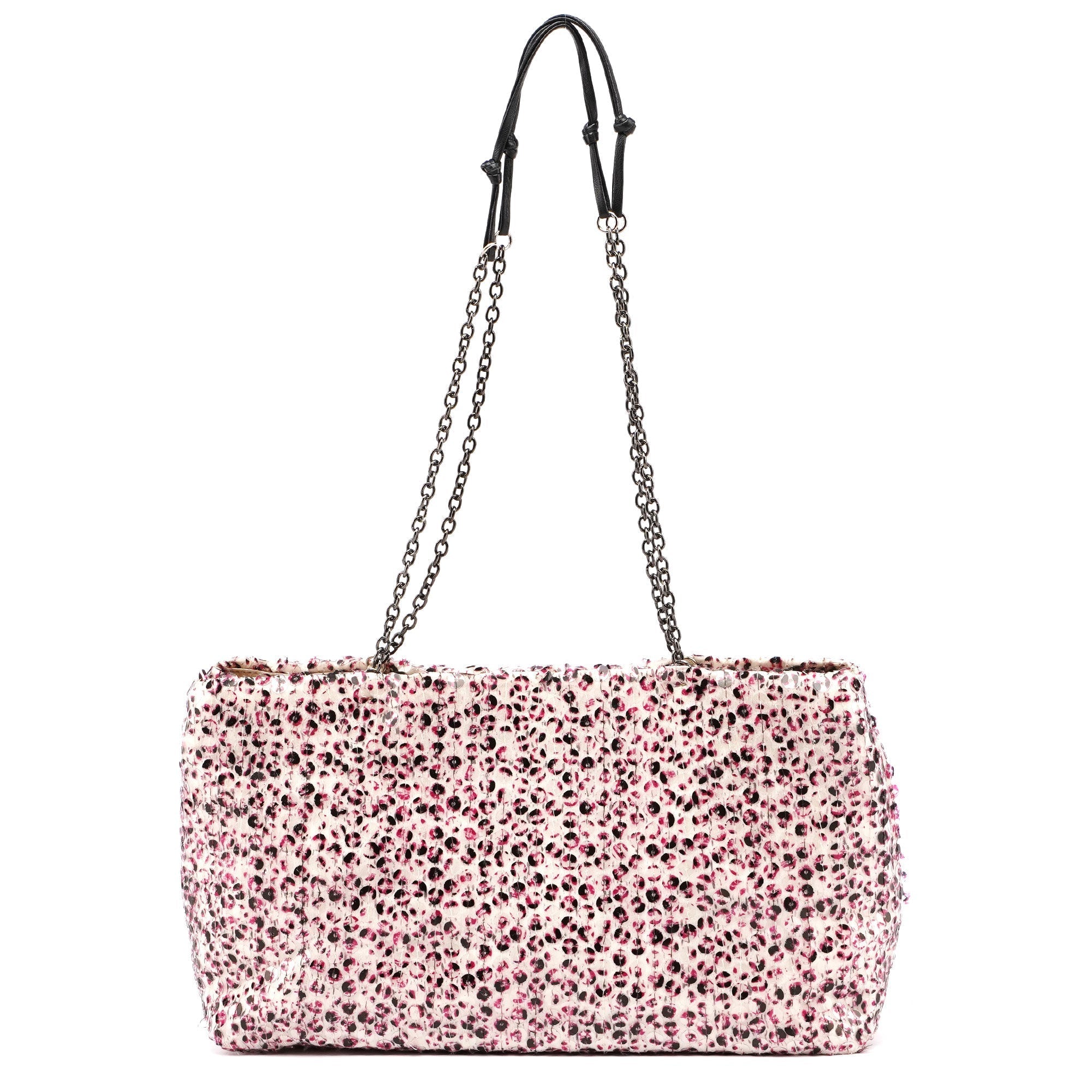 Pink Silk Sequin Chain Bag