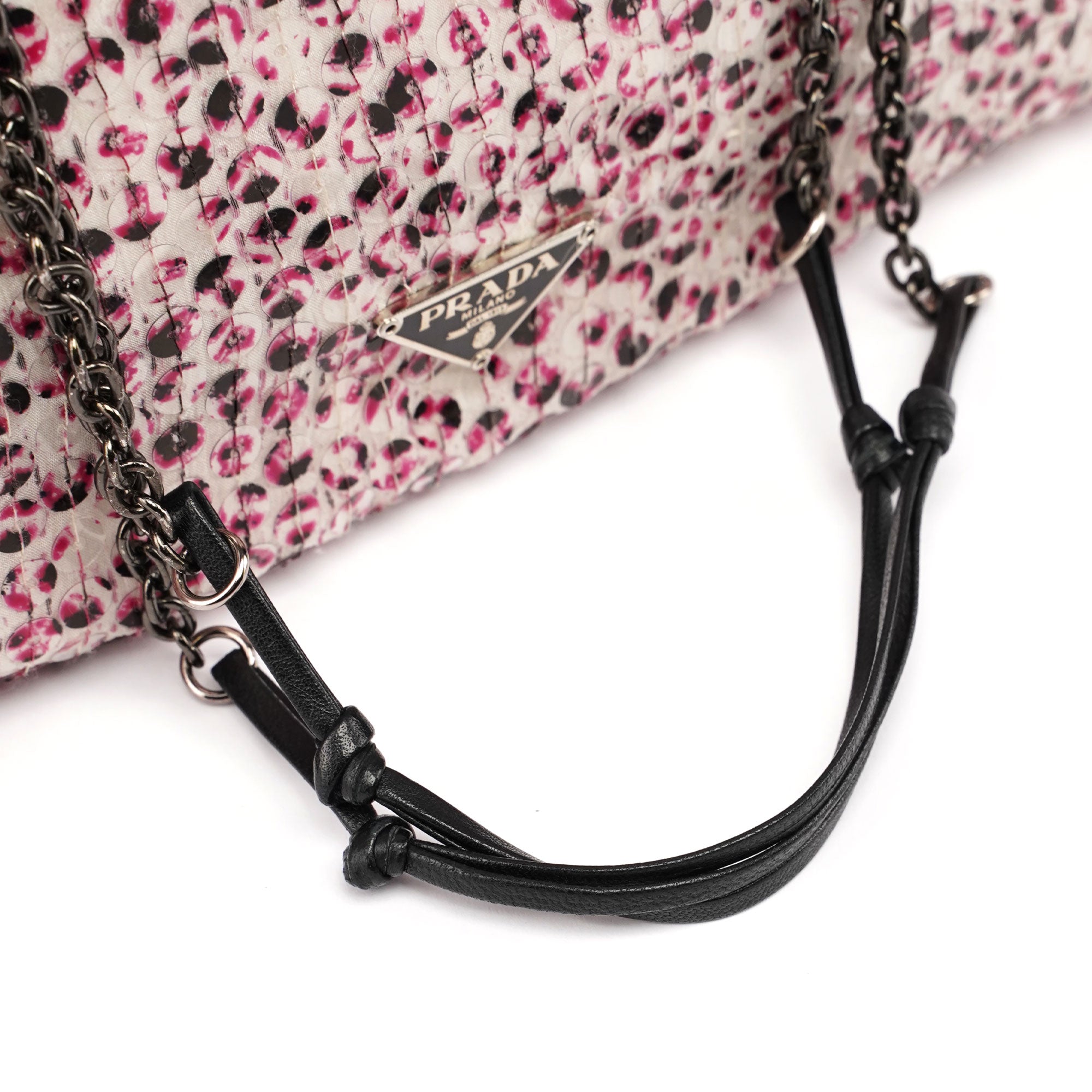 Pink Silk Sequin Chain Bag