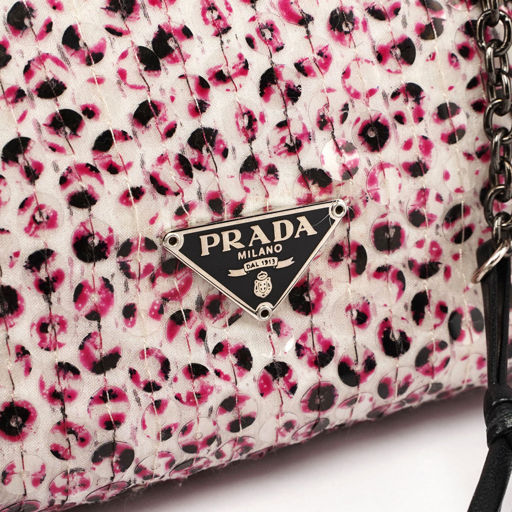 Pink Silk Sequin Chain Bag