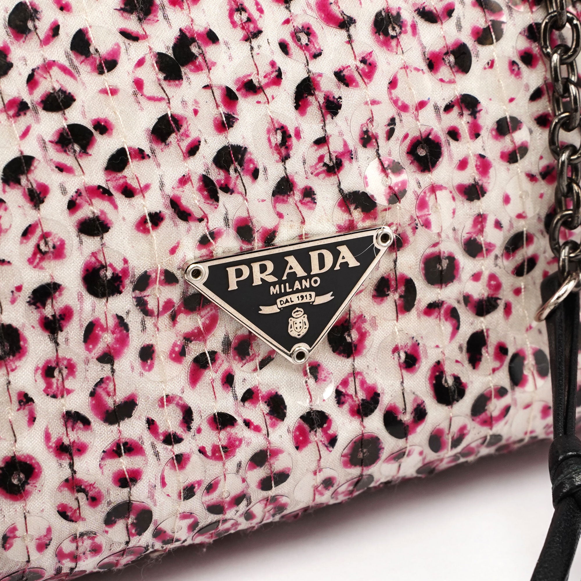 Pink Silk Sequin Chain Bag