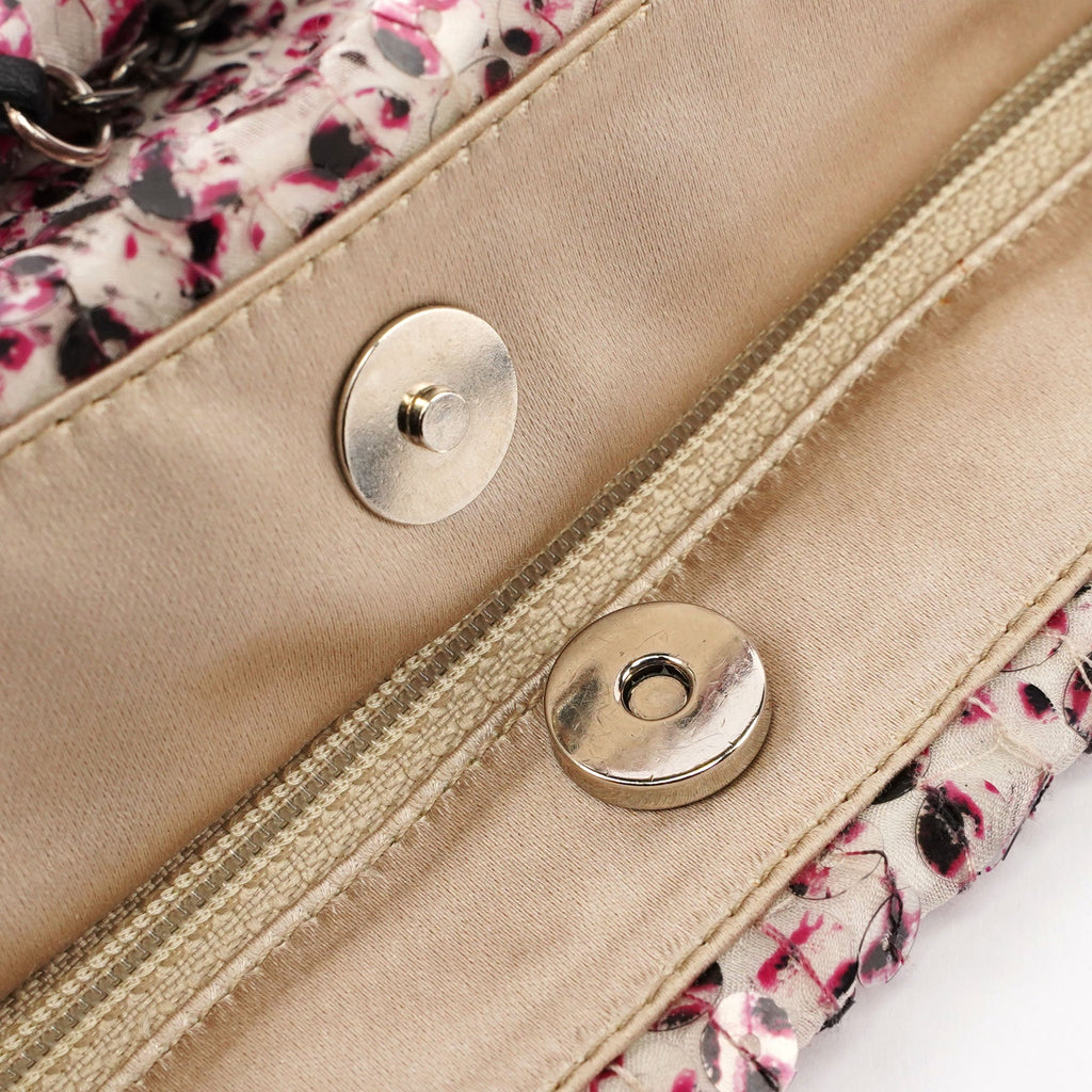 Pink Silk Sequin Chain Bag