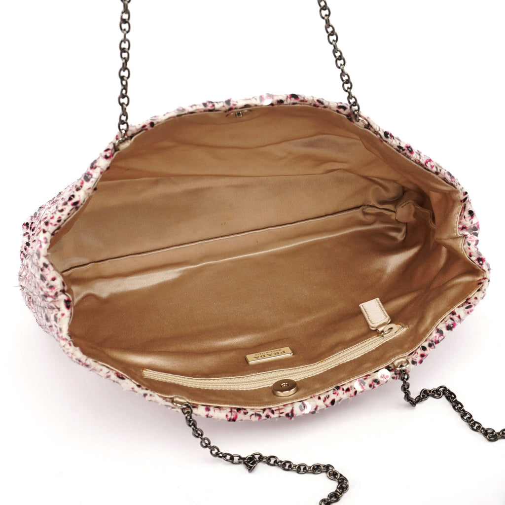 Pink Silk Sequin Chain Bag