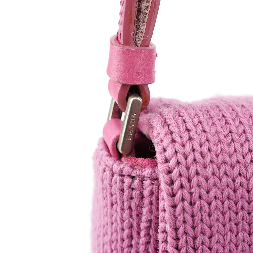 Pink Wool Hobo Shoulder Bag