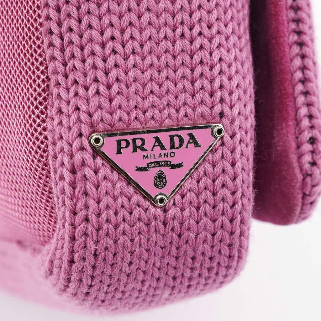 Pink Wool Hobo Shoulder Bag