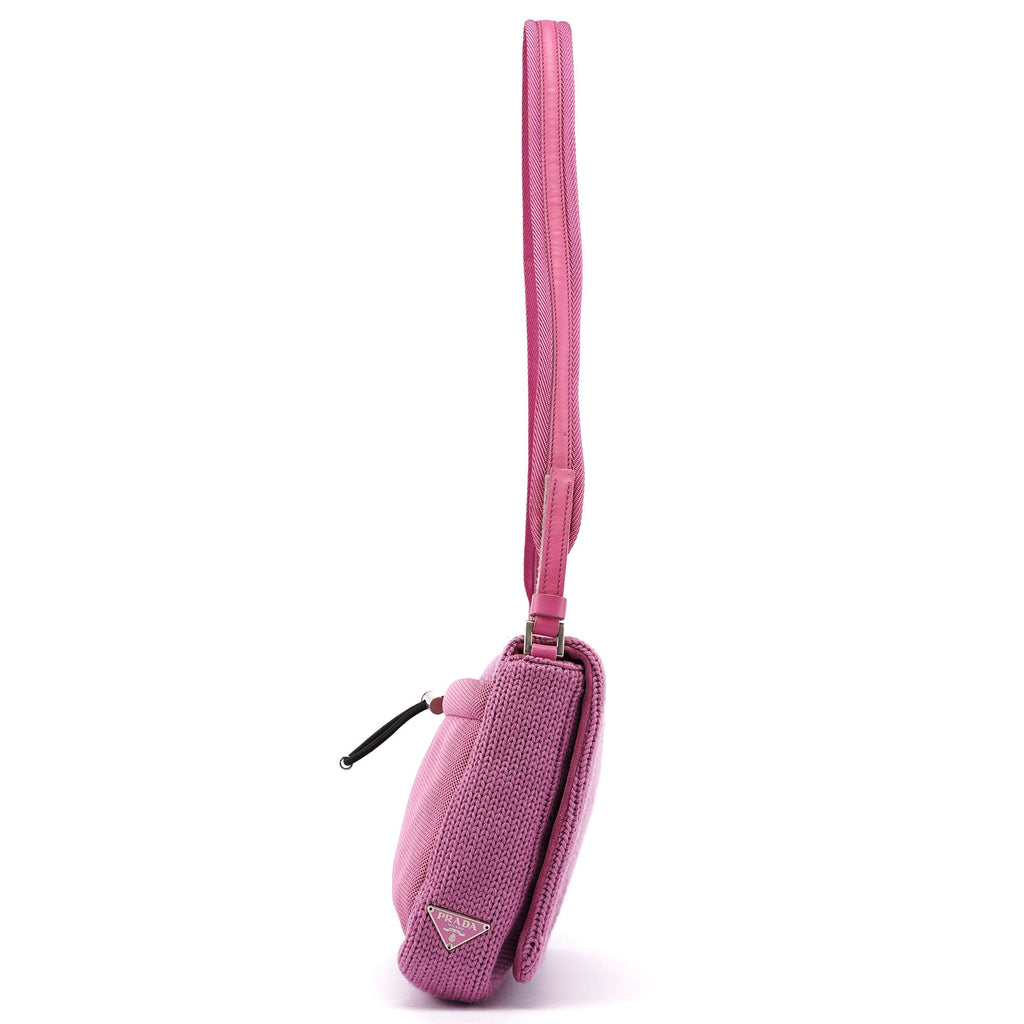 Pink Wool Hobo Shoulder Bag