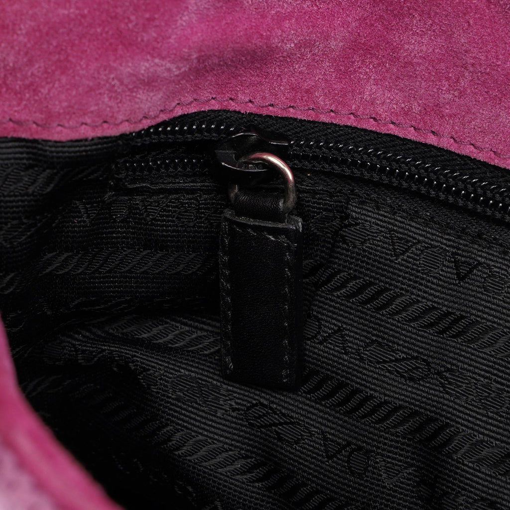 Pink Wool Hobo Shoulder Bag