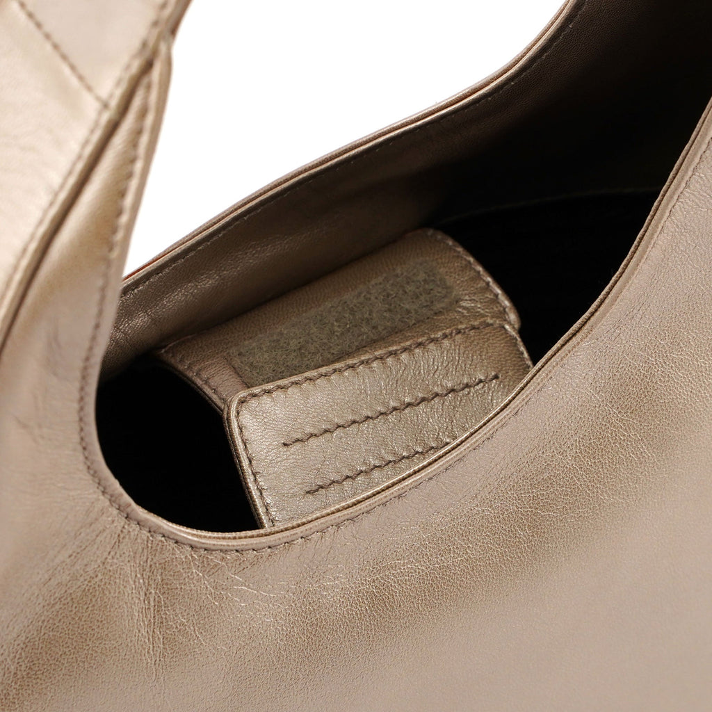 Prada Beige Leather Asymmetrical Hobo Bag