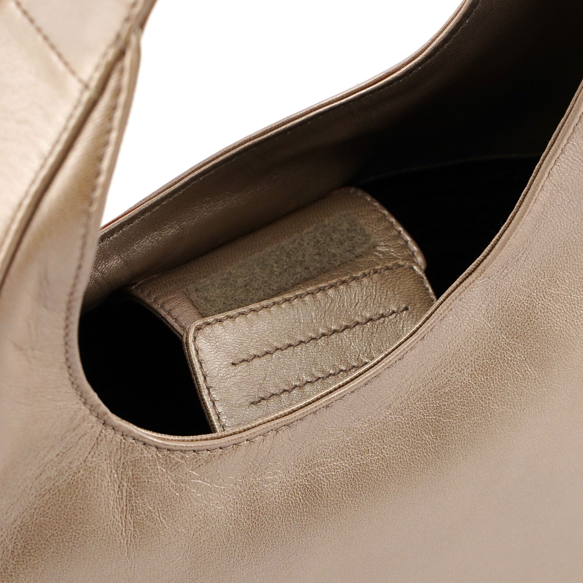 Prada Beige Leather Asymmetrical Hobo Bag