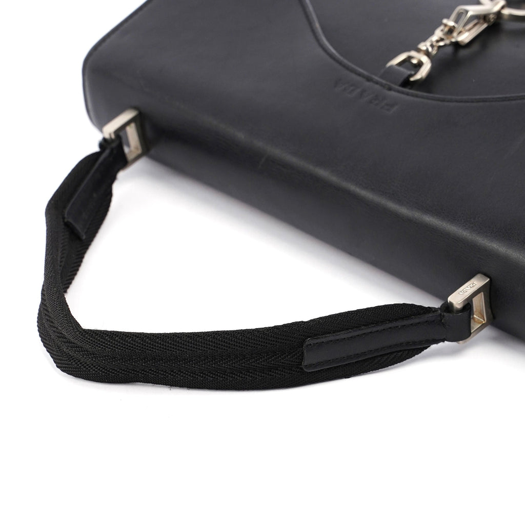 Black Leather Top Handle Bag