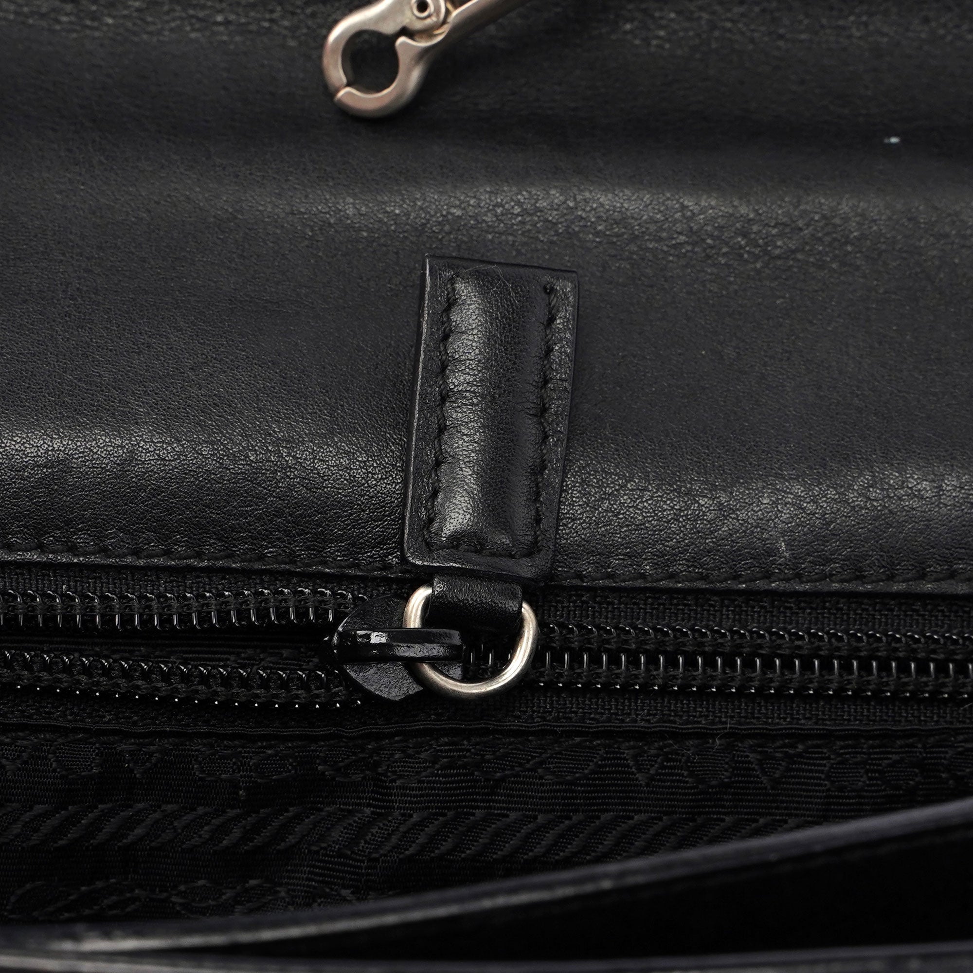 Black Leather Top Handle Bag