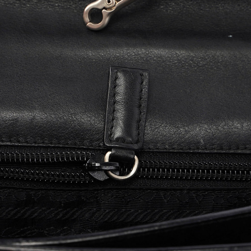 Prada Black Leather Top Handle Bag