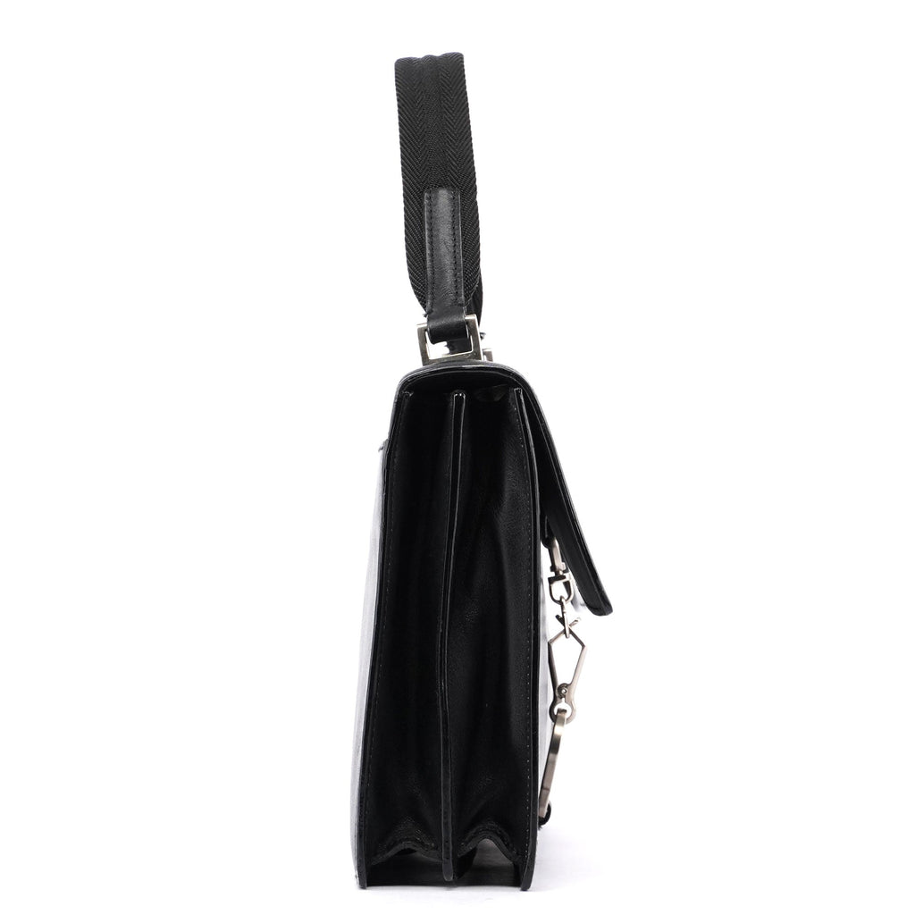 Black Leather Top Handle Bag