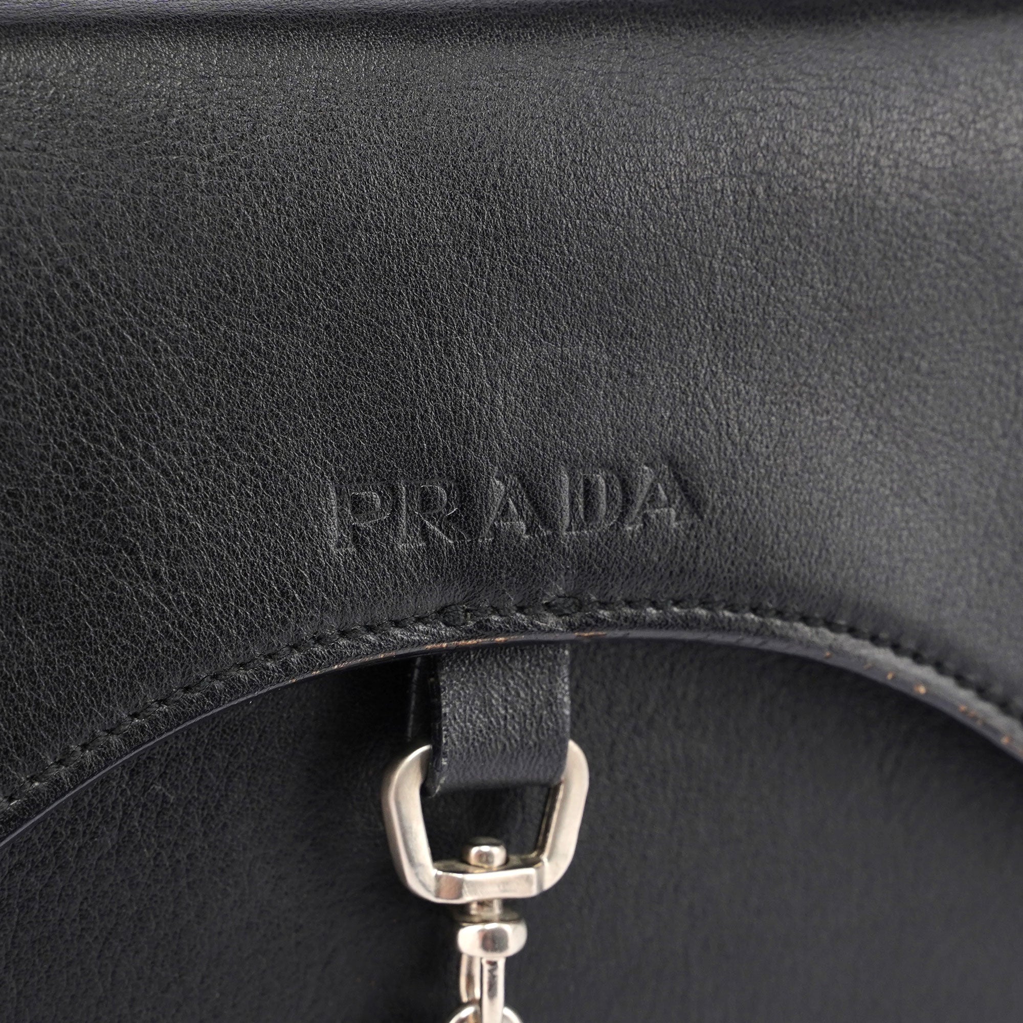 Black Leather Top Handle Bag