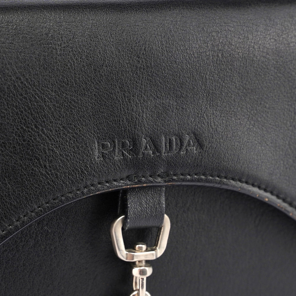 Prada Black Leather Top Handle Bag