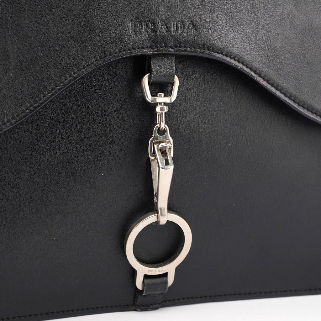 Black Leather Top Handle Bag