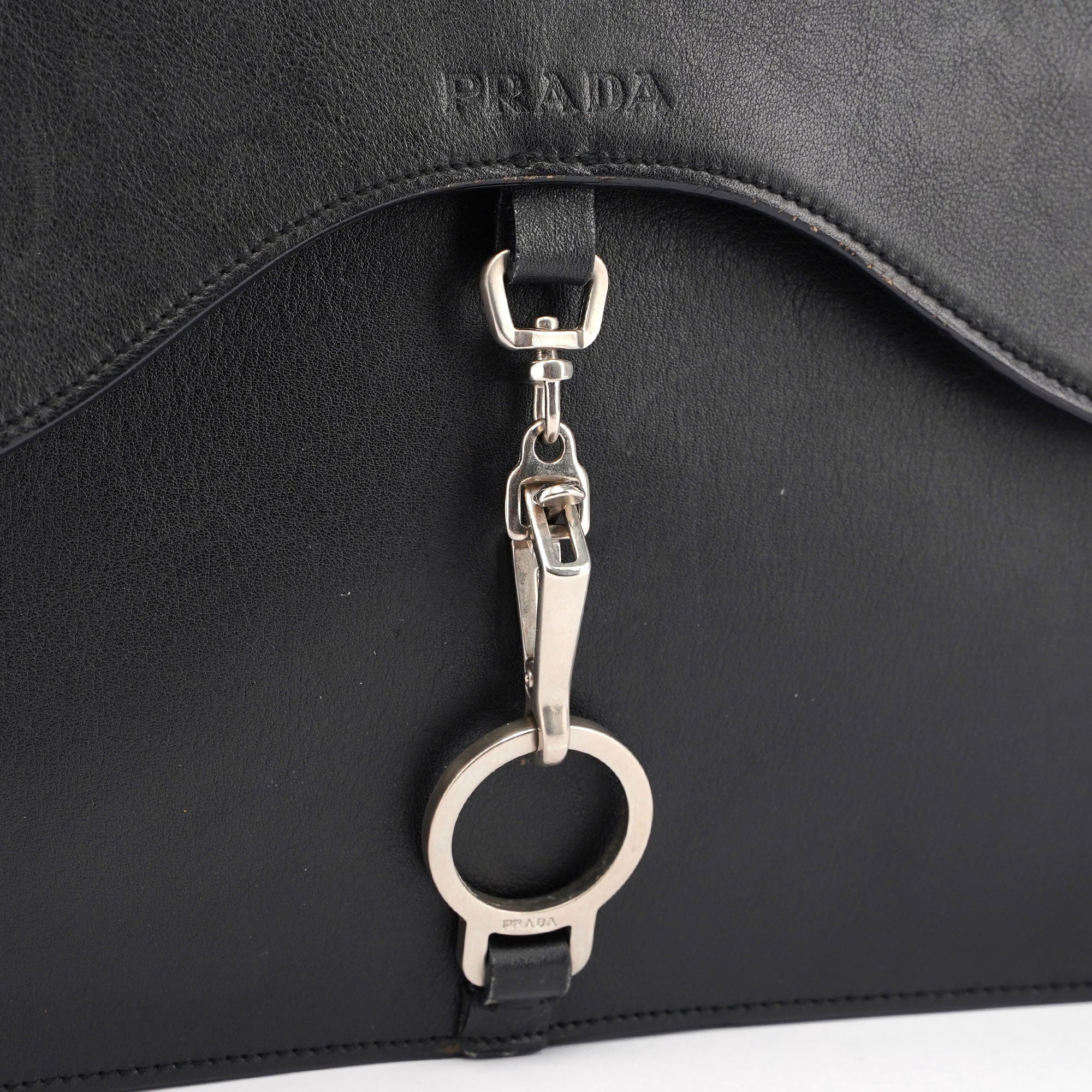 Prada Black Leather Top Handle Bag