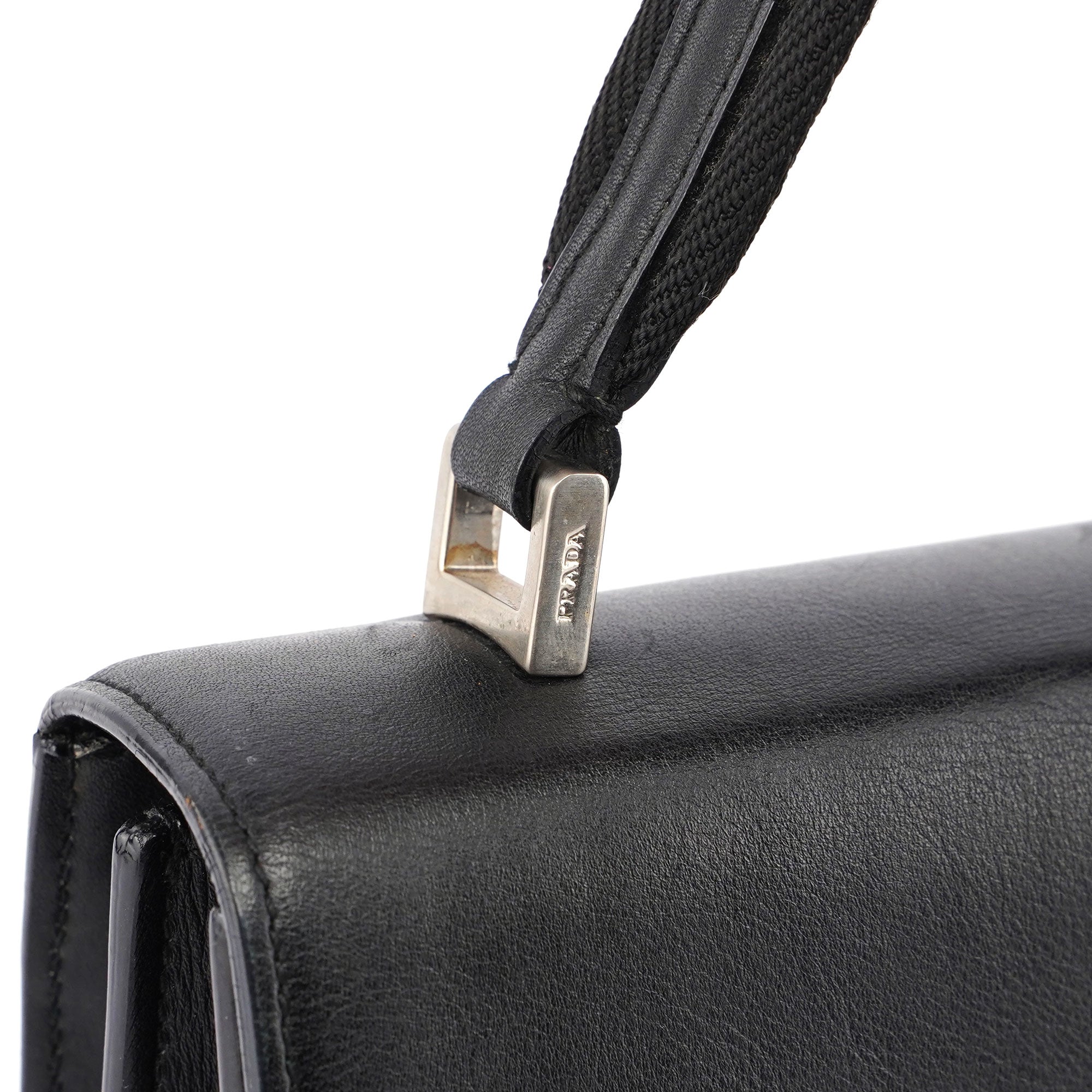 Black Leather Top Handle Bag