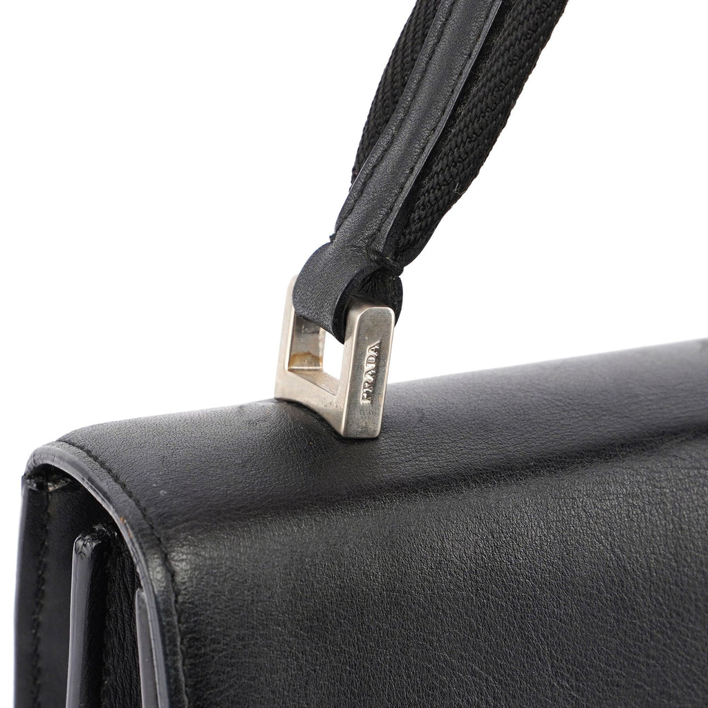 Prada Black Leather Top Handle Bag