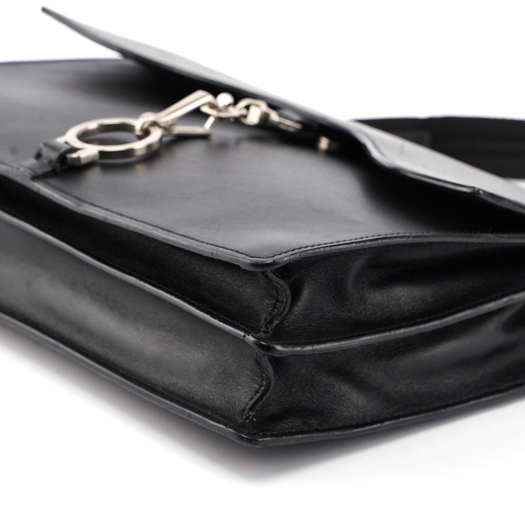 Black Leather Top Handle Bag