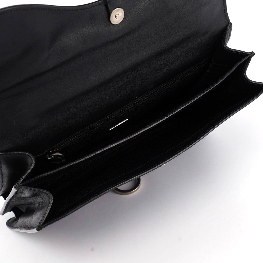 Black Leather Top Handle Bag
