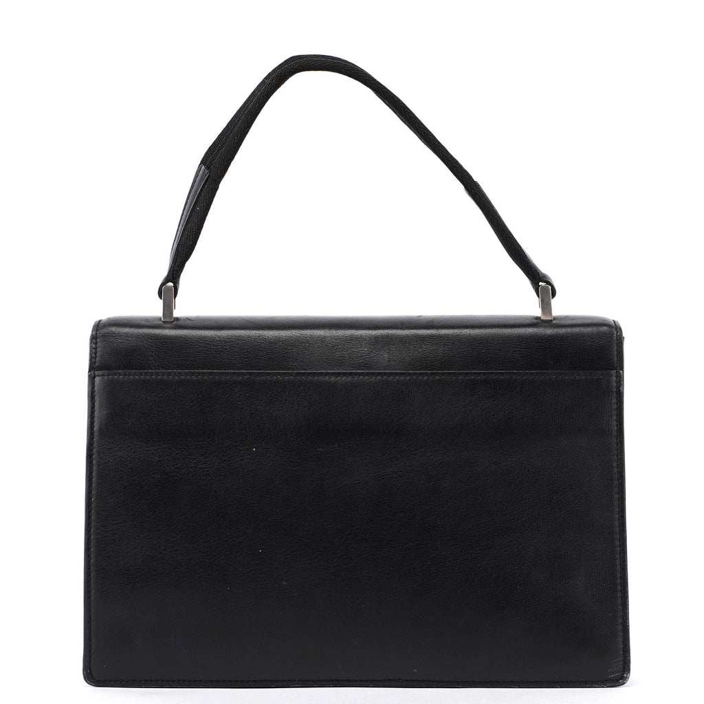 Black Leather Top Handle Bag