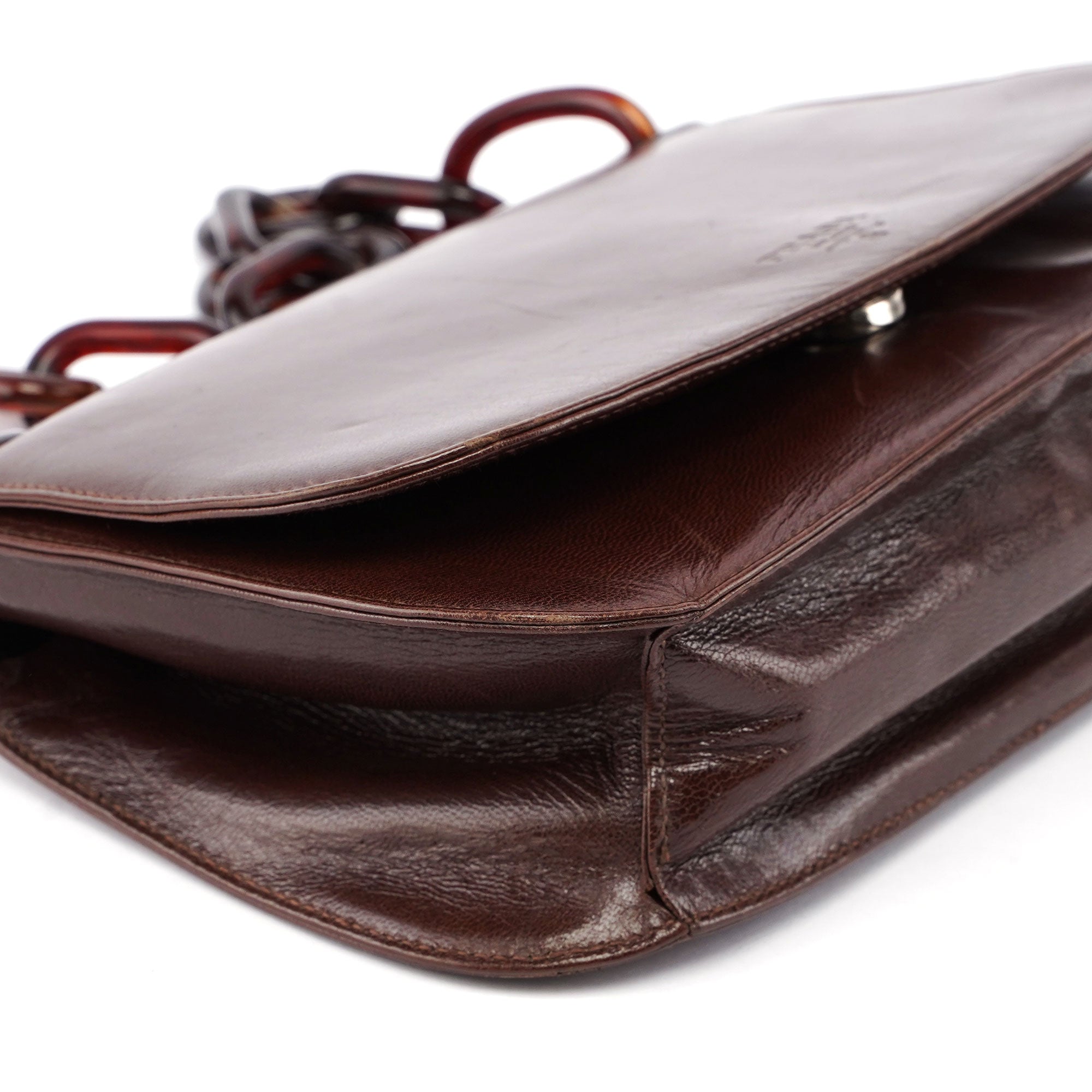 Prada Brown Calfskin Chain Shoulder Bag