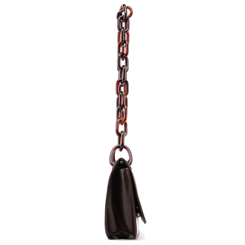 Prada Brown Calfskin Chain Shoulder Bag