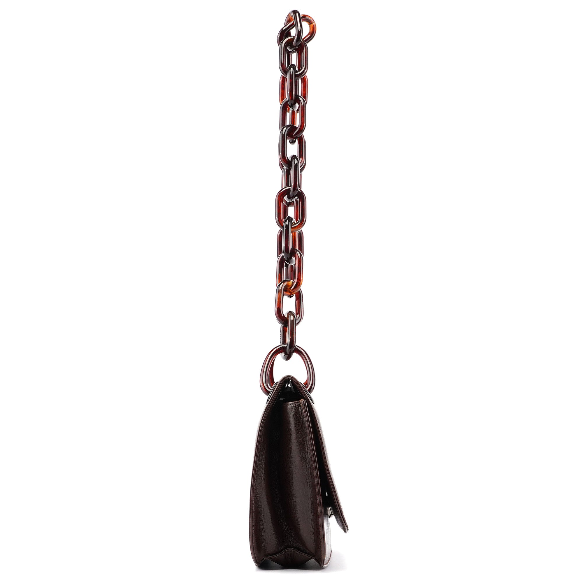Prada Brown Calfskin Chain Shoulder Bag