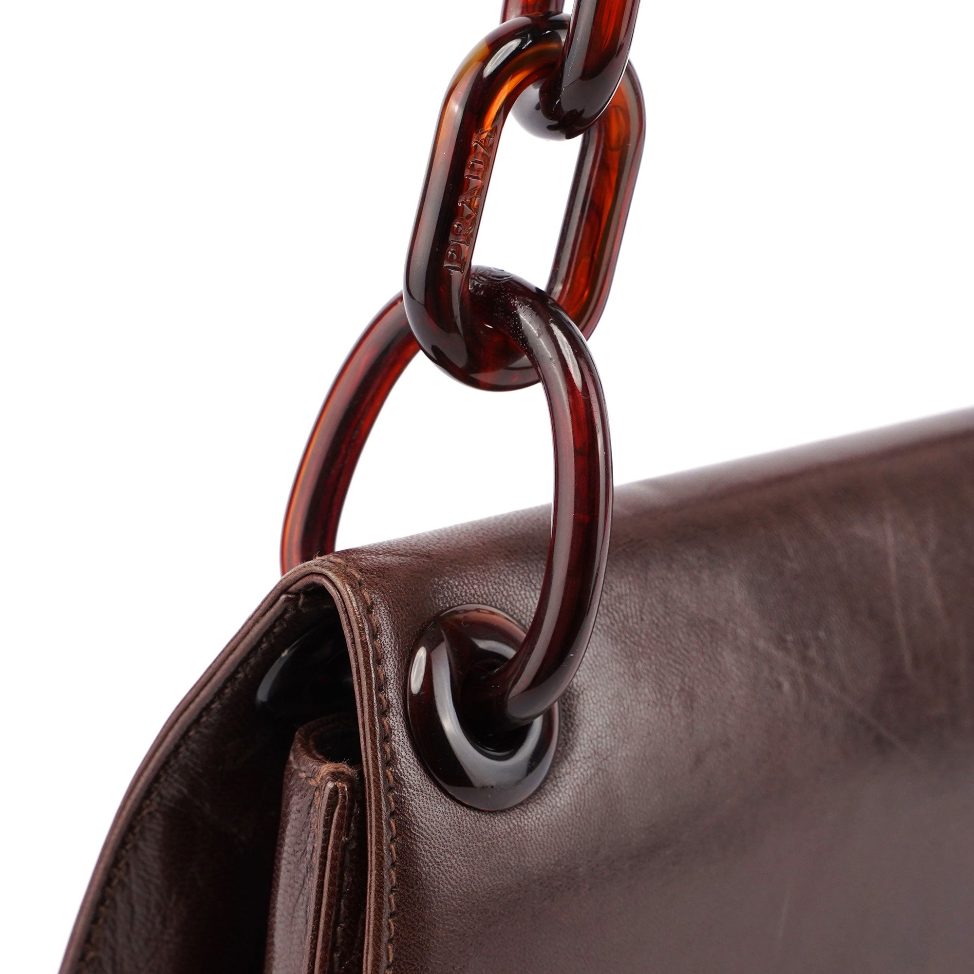 Prada Brown Calfskin Chain Shoulder Bag