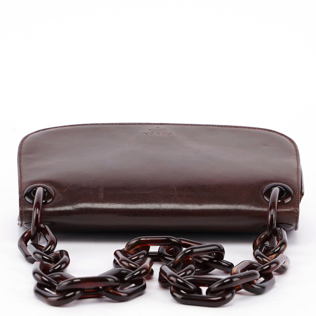 Prada Brown Calfskin Chain Shoulder Bag