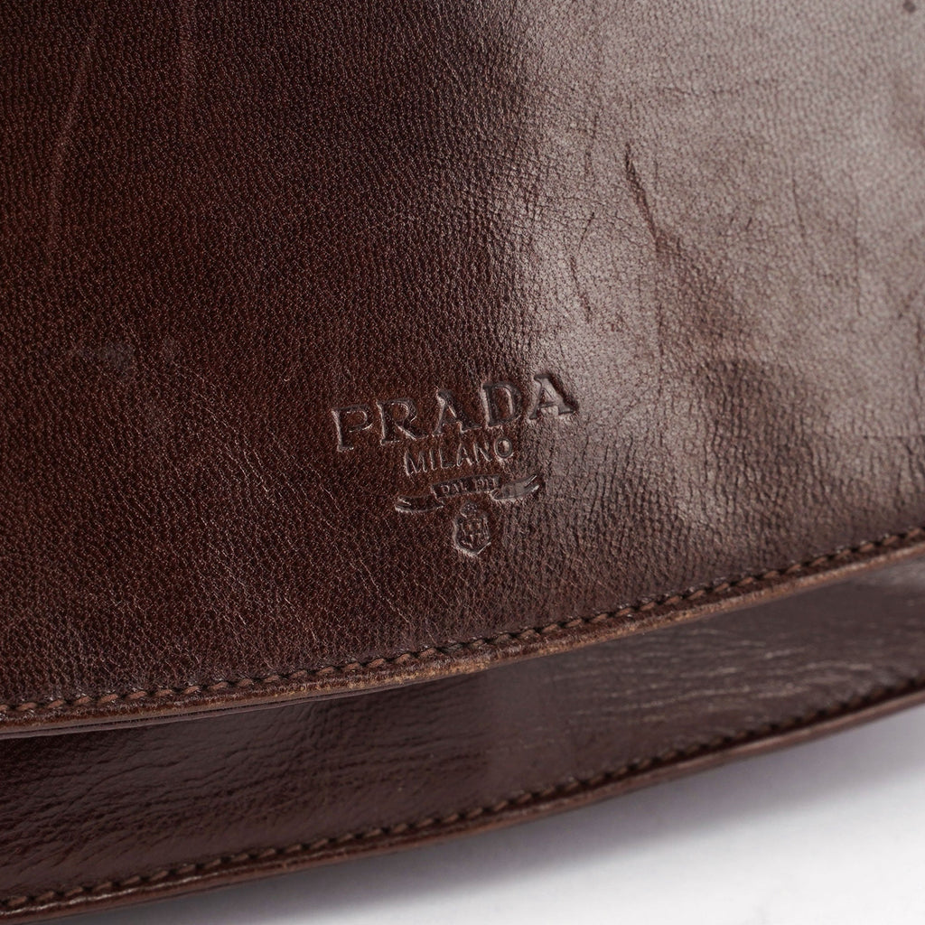 Prada Brown Calfskin Chain Shoulder Bag