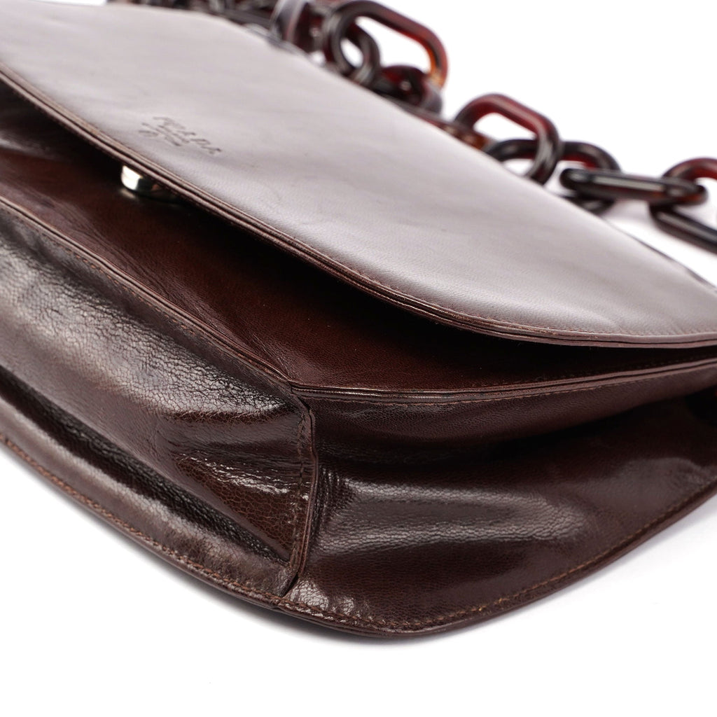 Prada Brown Calfskin Chain Shoulder Bag