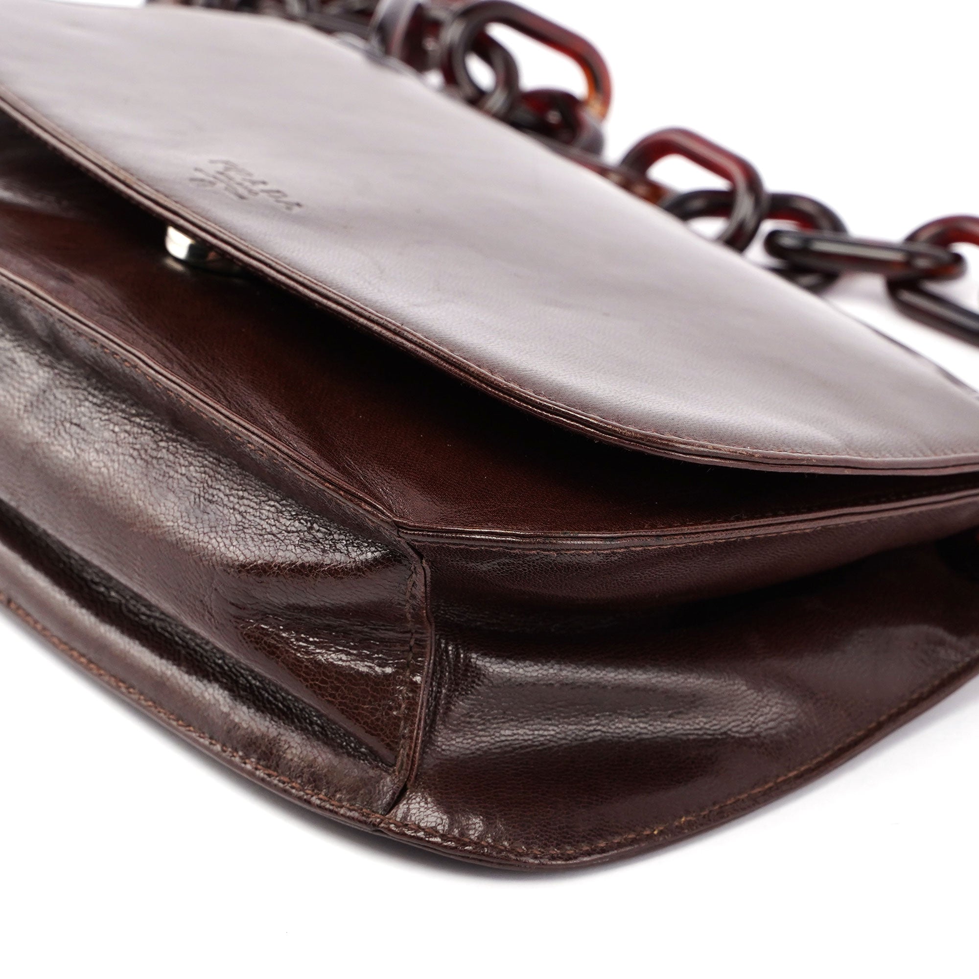 Prada Brown Calfskin Chain Shoulder Bag
