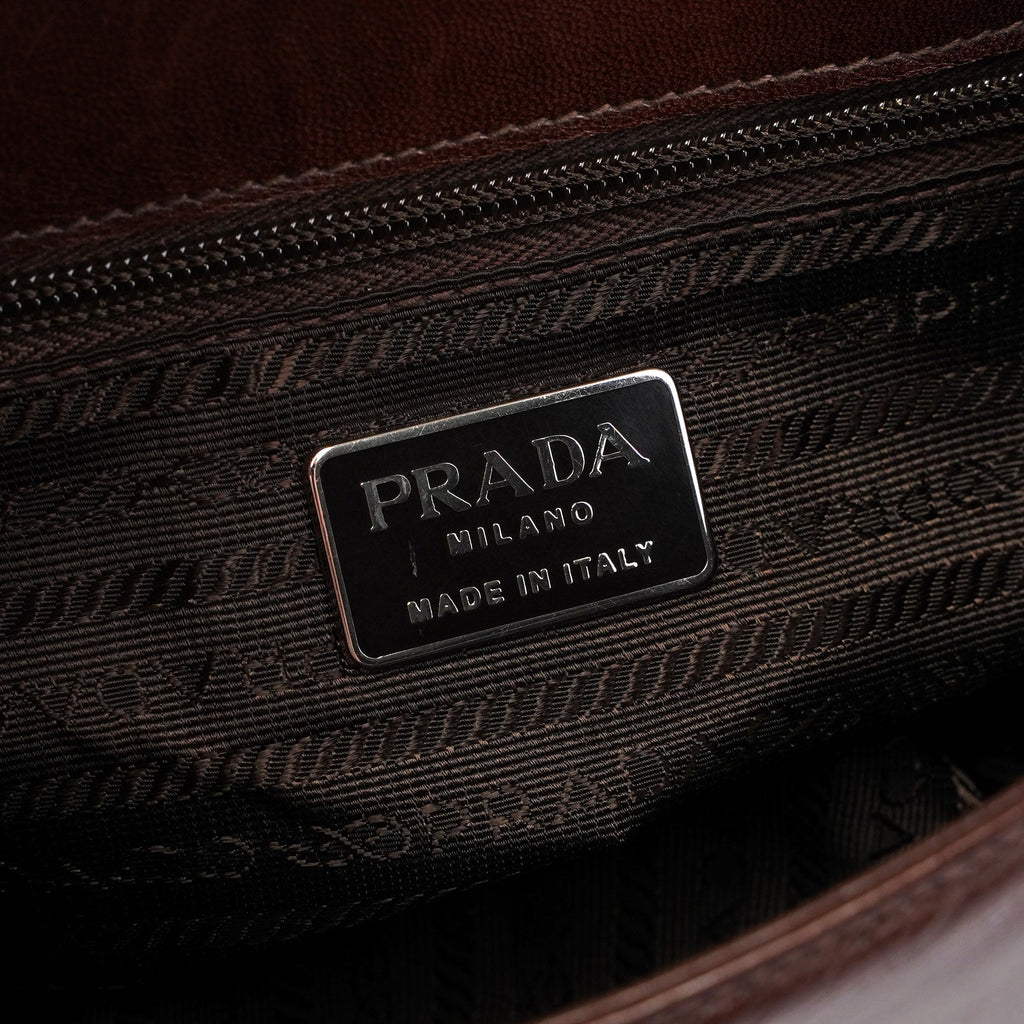 Prada Brown Calfskin Chain Shoulder Bag