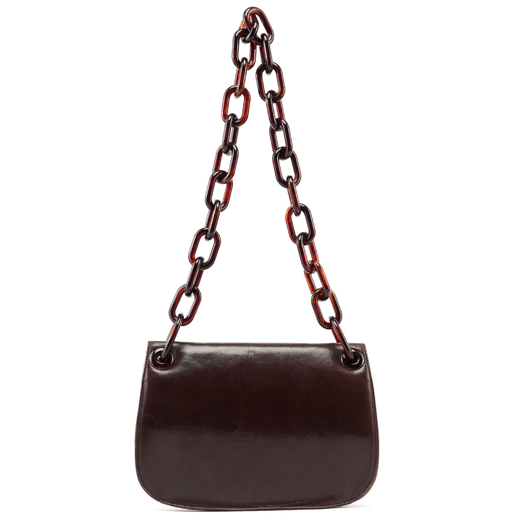 Prada Brown Calfskin Chain Shoulder Bag