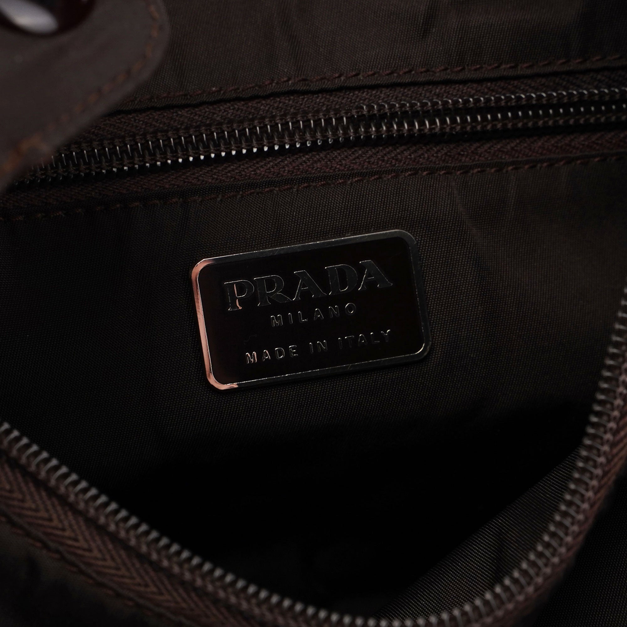 Prada Brown Tessuto Plastic Shoulder Bag