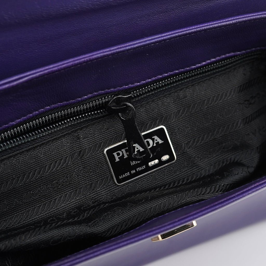 Purple Calfksin Top Handle Bag