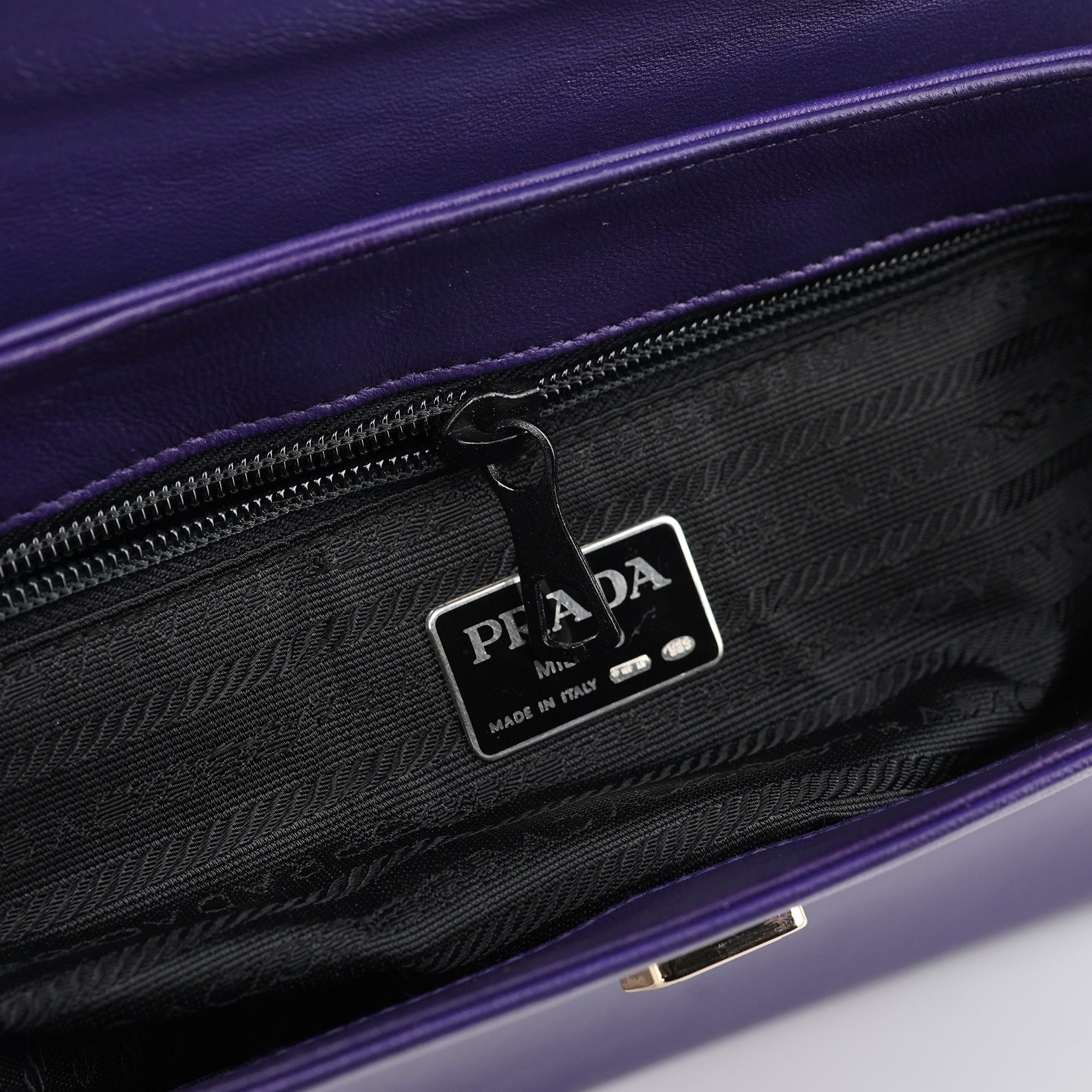 Purple Calfksin Top Handle Bag
