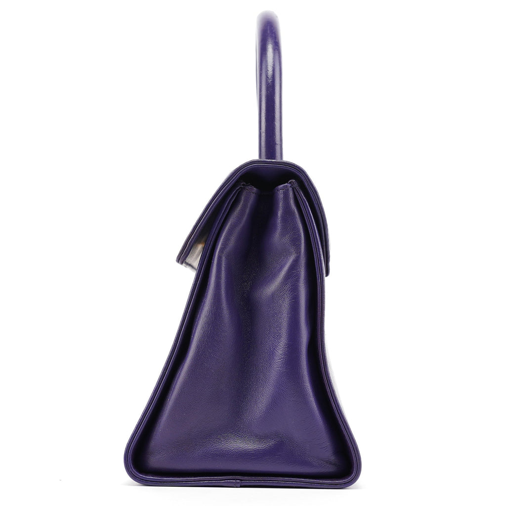 Purple Calfksin Top Handle Bag