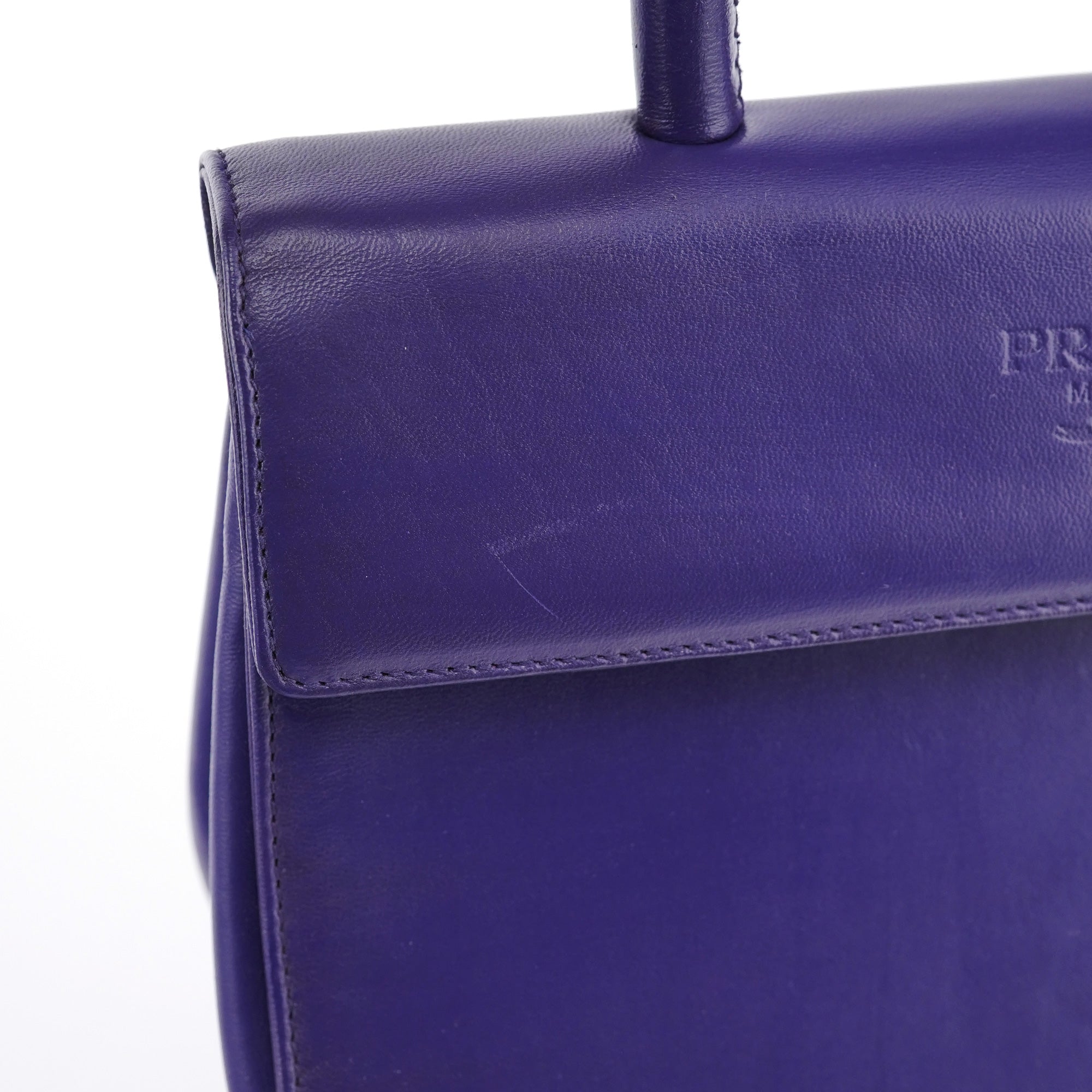 Purple Calfksin Top Handle Bag