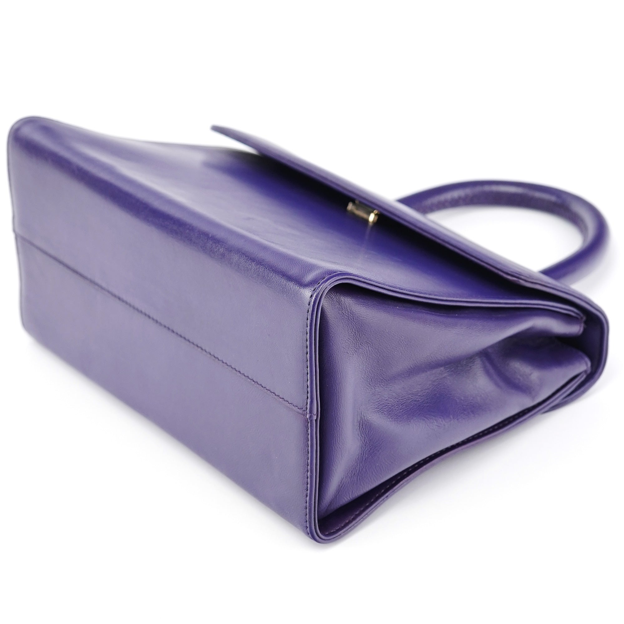 Purple Calfksin Top Handle Bag