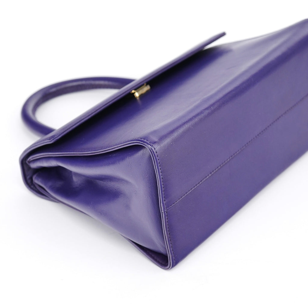 Purple Calfksin Top Handle Bag