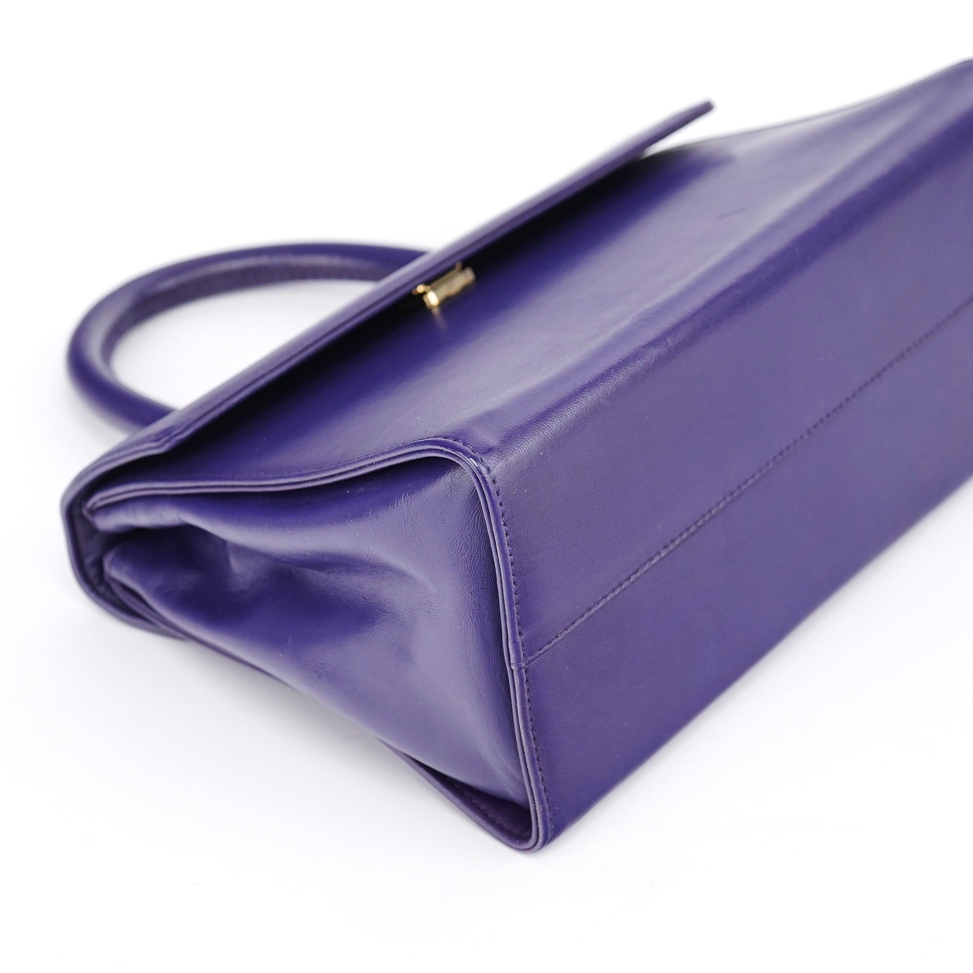 Purple Calfksin Top Handle Bag