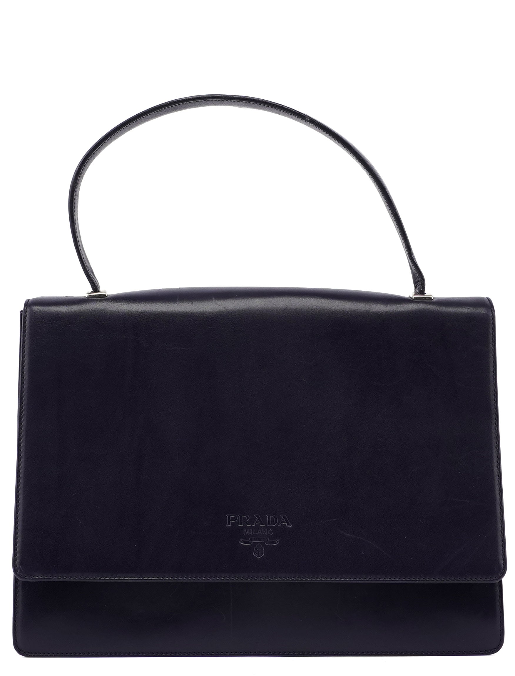 Purple Calfskin Top Handle Flap Bag