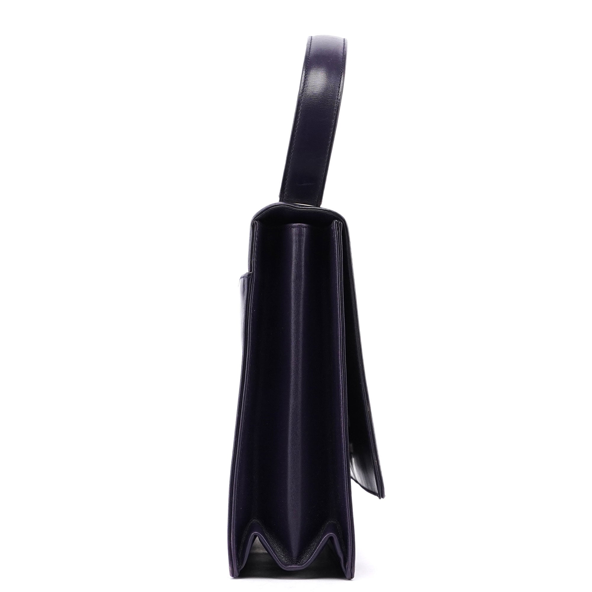 Purple Calfskin Top Handle Flap Bag